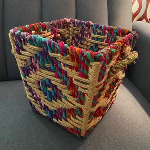 Boho woven rag braided rope large basket